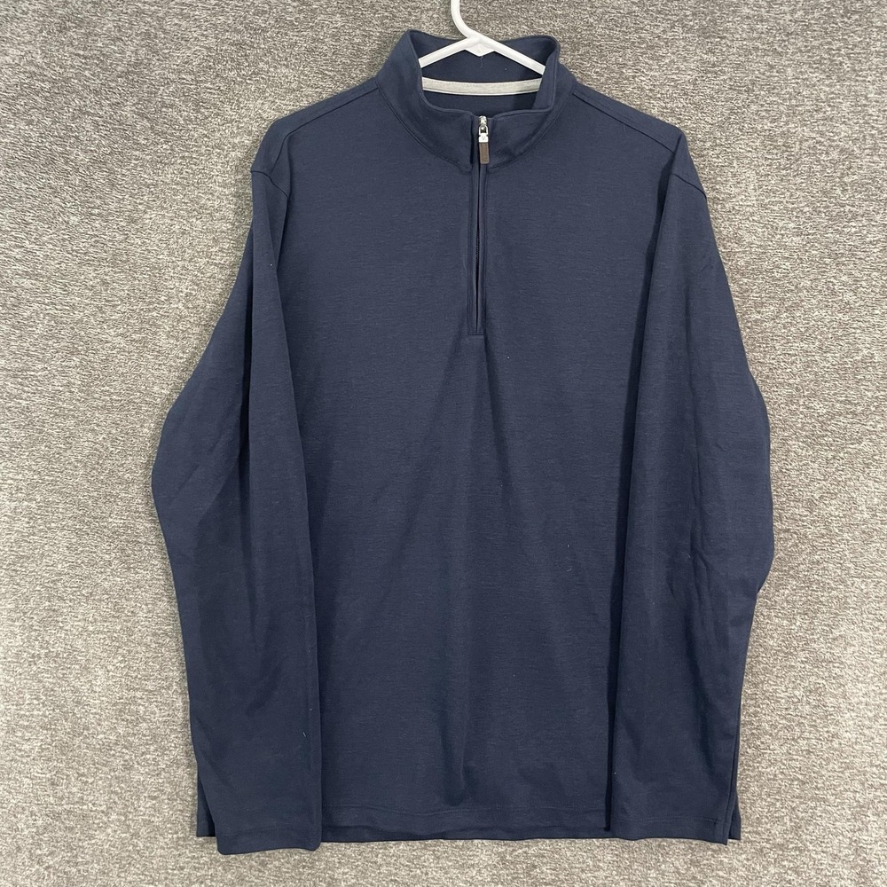 Mizzen+Main Pullover Mens Large Blue 1/4 Zip Mock Neck Stretch Casual Top